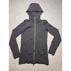 Lululemon Jacket Women's Size 2 Black Stride Hooded Full Zip Thumb Holes Running
